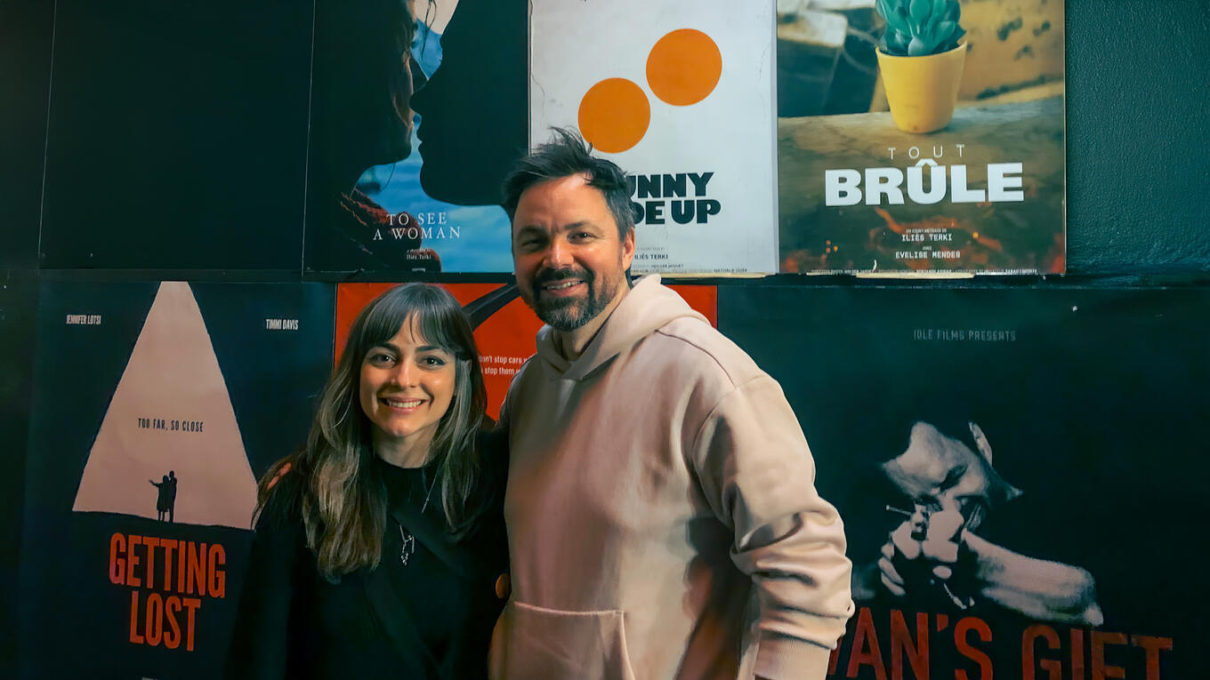 Iliès Terki speaking on stage during the Hamburg premiere Q&A at Zeise Kino, 2023.